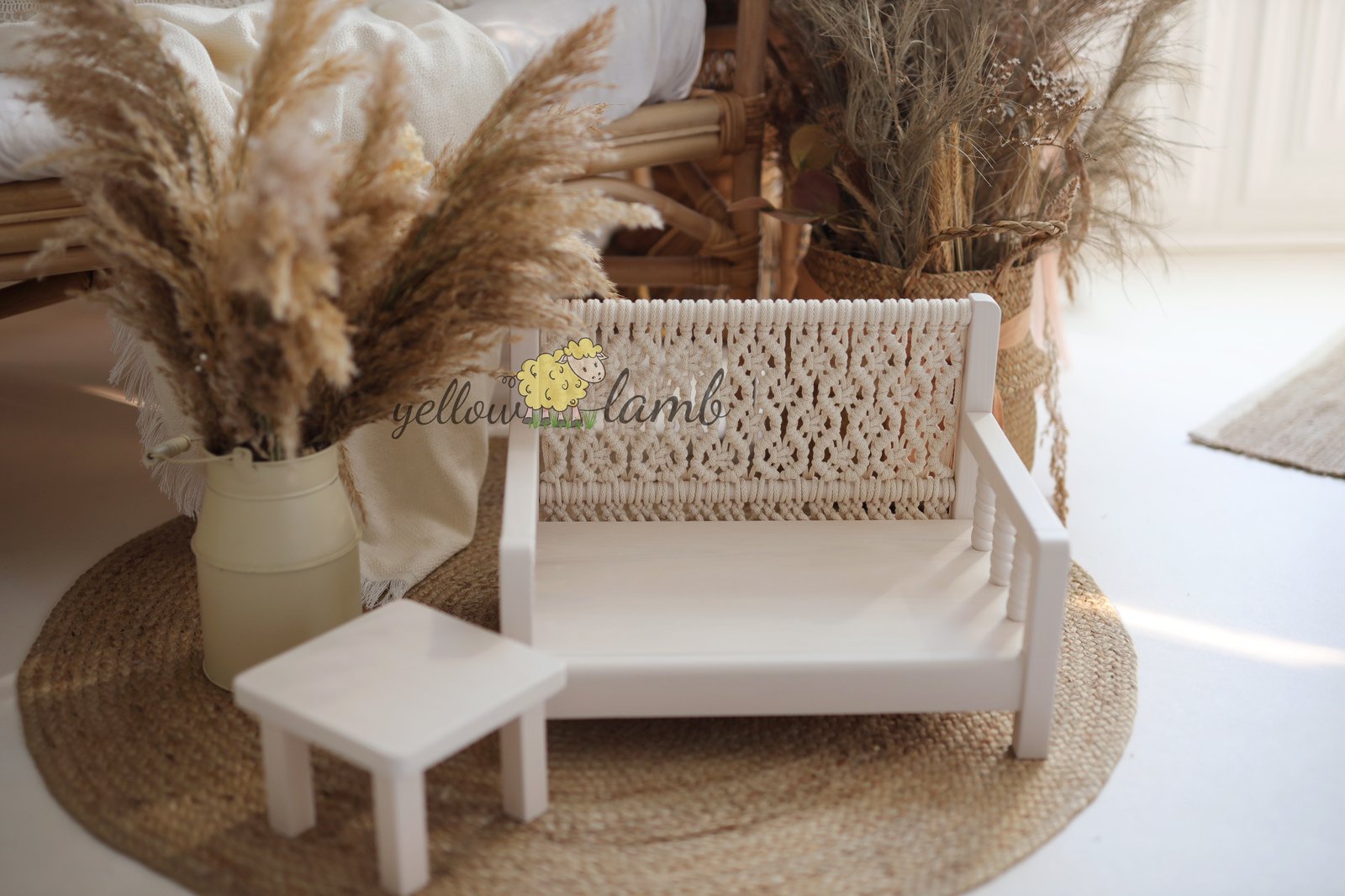 Whisky brown hotsell macrame bed bench, macrame bed, photo prop